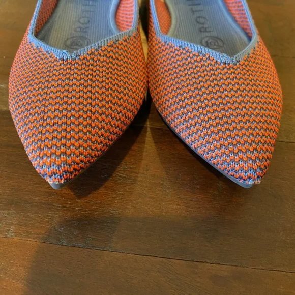 Rothy’s The Point Flat Shoes Orange Blue Striped Women's Size 5 - Picture 8 of 16